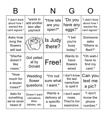 Flowershop Bingo Card