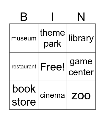 Do you want to go to the? Bingo Card