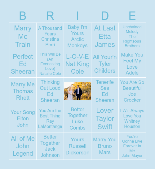 Bride Bingo Card