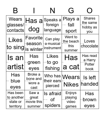 Find Someone Who... Bingo Card