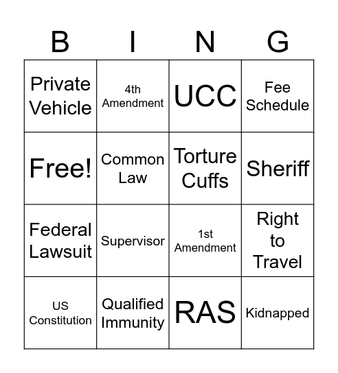 SovCit Bingo Card