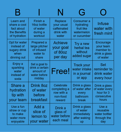 Karina’s water bingo Card