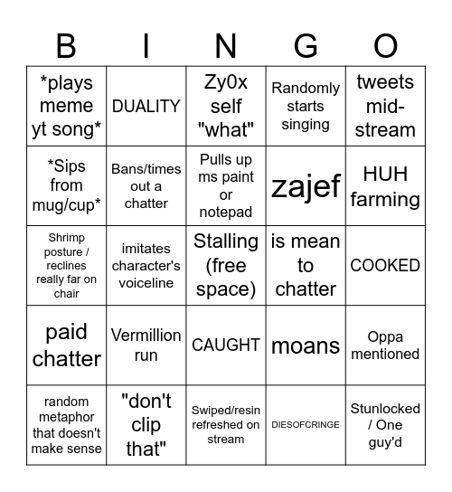 Zy0x Bingo Card