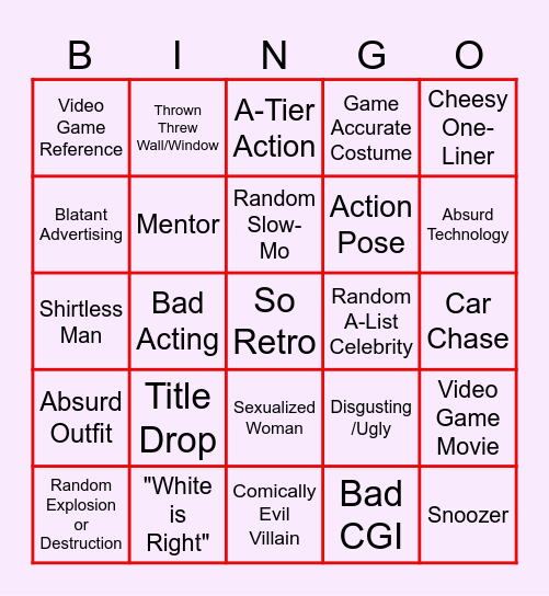 Game Bingo Card