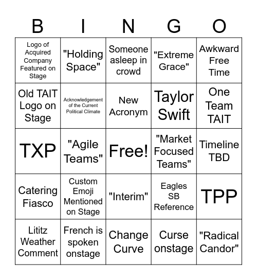 Kickstart 2025 Bingo Card