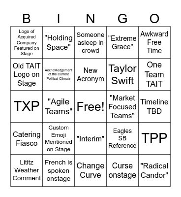 Kickstart 2025 Bingo Card