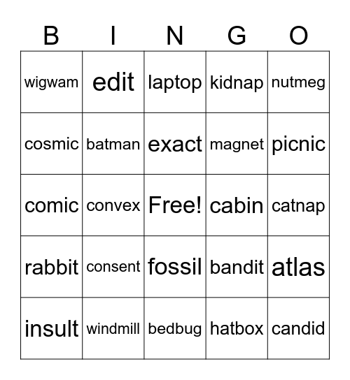 Untitled Bingo Card