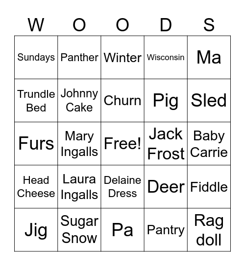 Little House In The Big Bingo Card