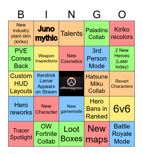 Overwatch Spotlight Bingo Card