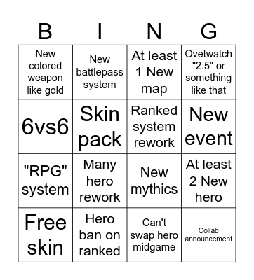 Ovetwatch Bingo Card