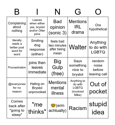 Ora Bingo Card