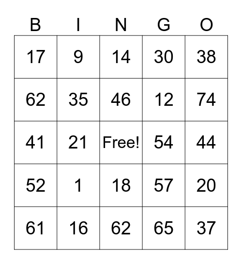 Valentine's Day Bingo Card