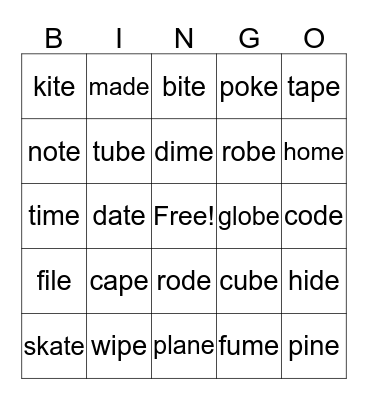 Super E! Bingo Card