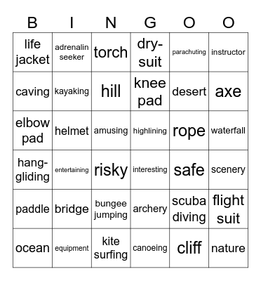 ADVENTURES Bingo Card