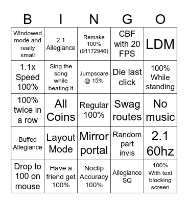 Allegiance Bingo Card