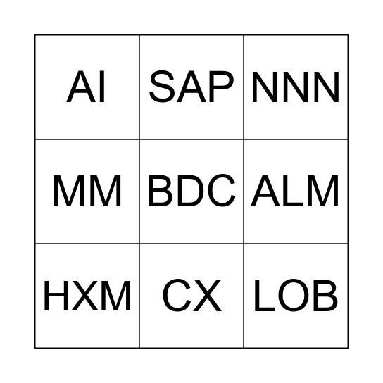 SAP Partner Awards Bingo Card