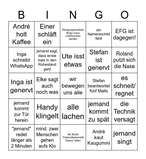 Sitzungsbingo der KDGB Bingo Card