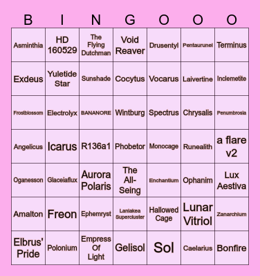 Minecrexx Official BINGO Card