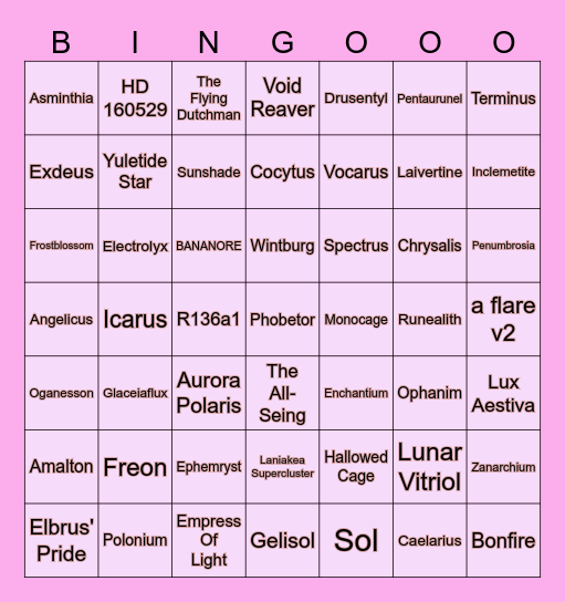 Minecrexx Official BINGO Card