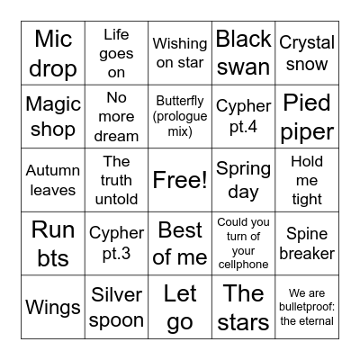 @SuraiTae Bingo Card