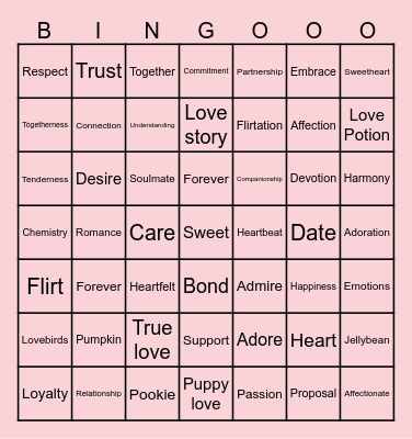Cupid’s Bingo Bash Bingo Card