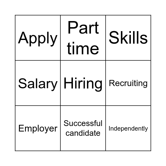 Preparing for work Bingo Card