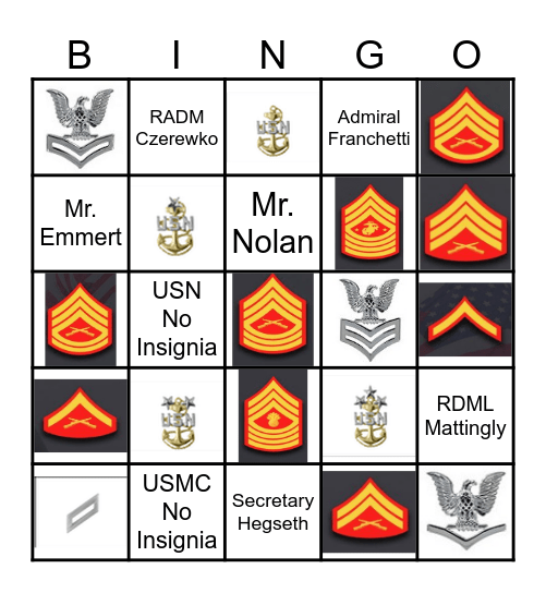 USN/USMC Enlisted + Bingo Card