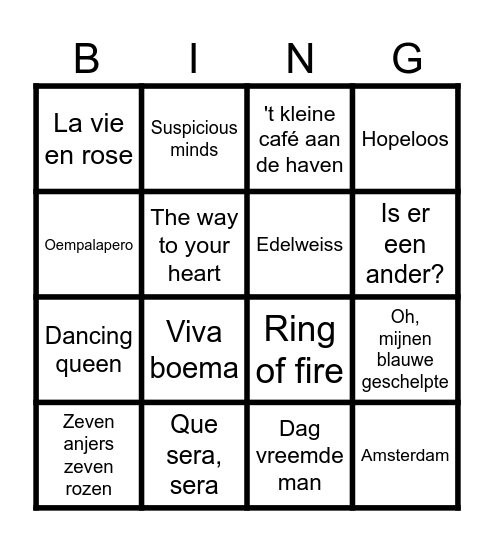 Muziek bingo Card