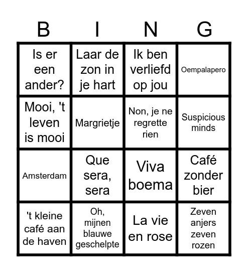 Muziek bingo Card
