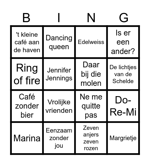 Muziek bingo Card