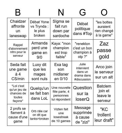 Chamallow Bingo Card