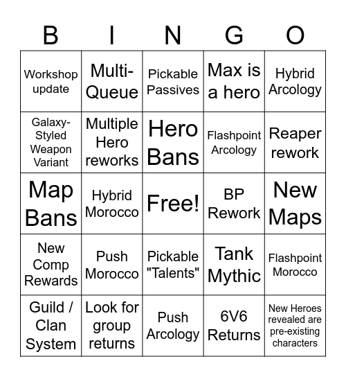 OW Spotlight Bingo Card