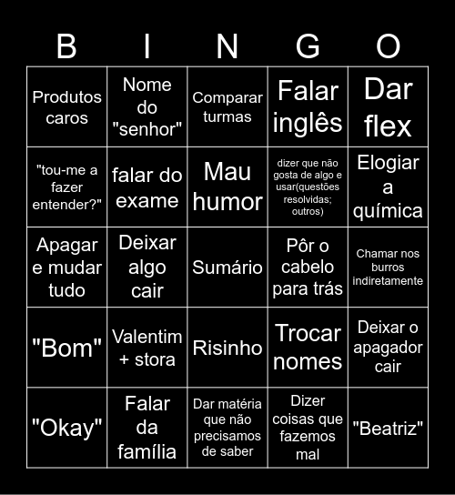 FQ Bingo Card