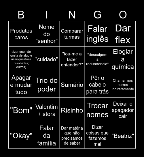 FQ Bingo Card