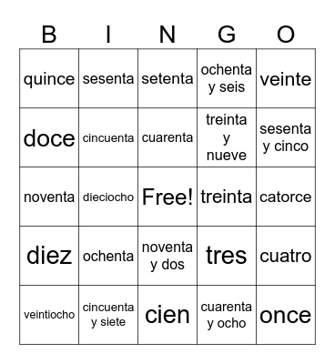 Números 1-100 Bingo Card