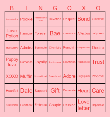 VALENTINE'S BINGO BASH Bingo Card