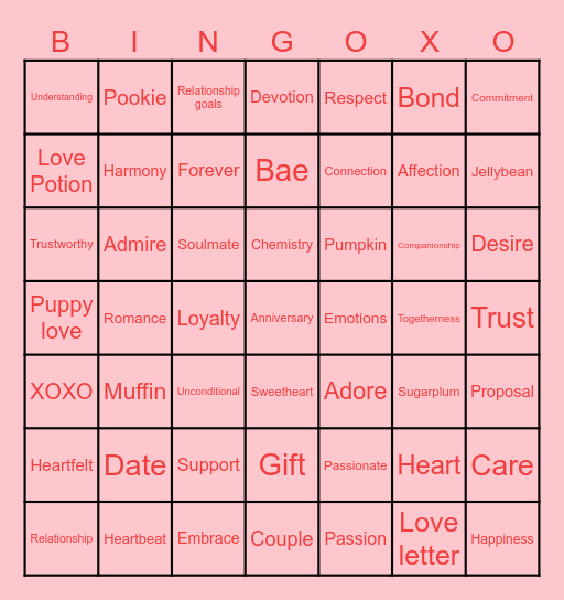 VALENTINE'S BINGO BASH Bingo Card