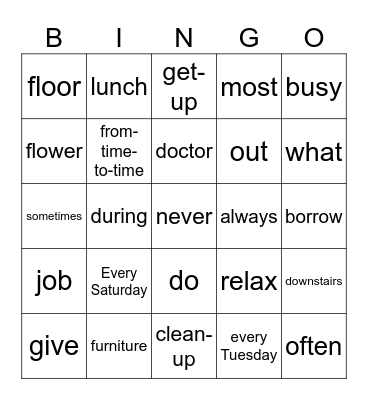 ASL Unit 10 Bingo Card
