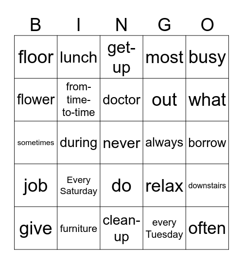 ASL Unit 10 Bingo Card
