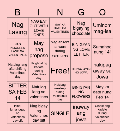 AD Valentine's Day Bingo 2025 Bingo Card
