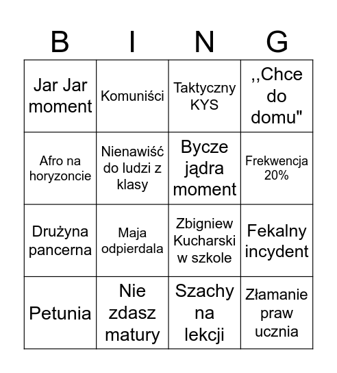 Choroszczanśkie Bingo Card