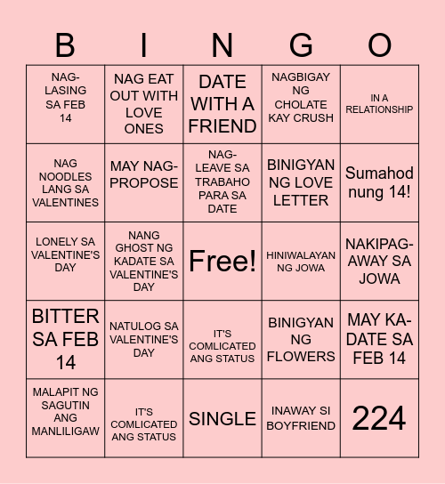 AD Valentine's Day Bingo 2025 Bingo Card
