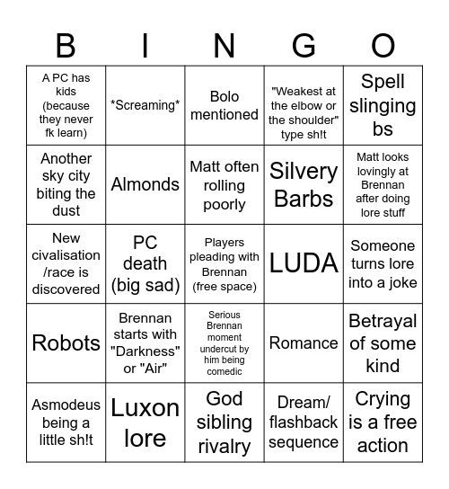Critter Bingo - EXU: Divergence Bingo Card