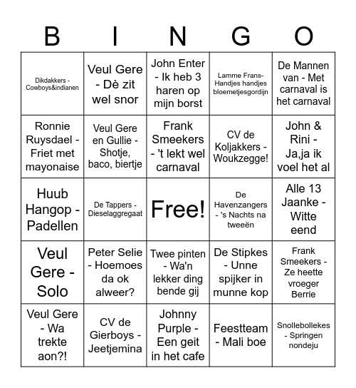 Newtone Carnavalsbingo Card