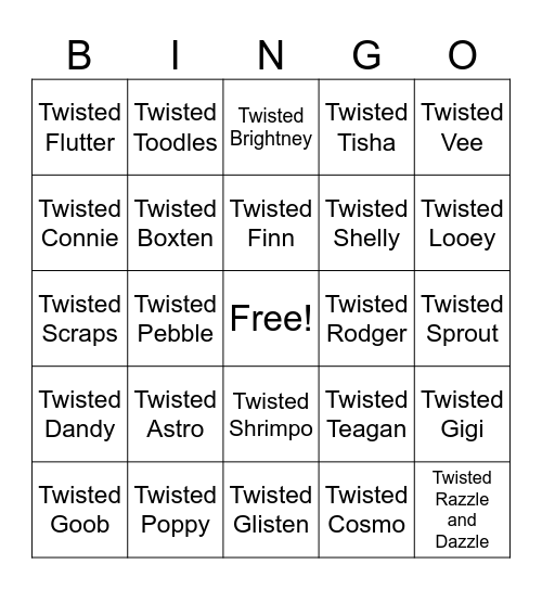 Twisted Dandy’s World February 12 Bingo Card