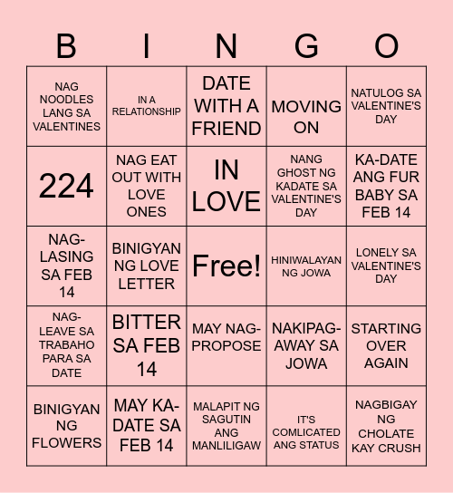 AD Valentine's Day Bingo 2025 Bingo Card