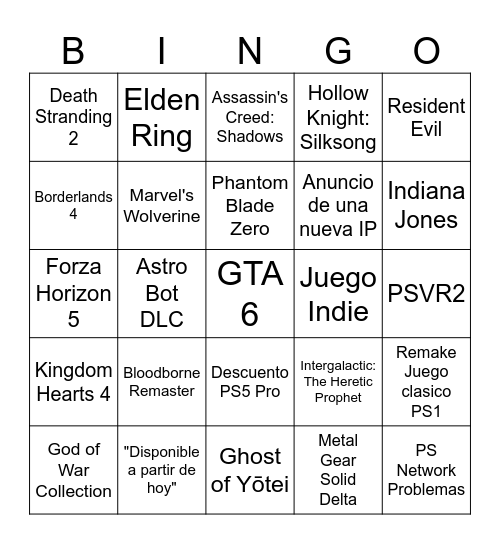 State of Play 2025 Bingo Card