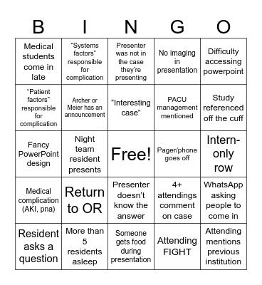 M&M Bingo Card