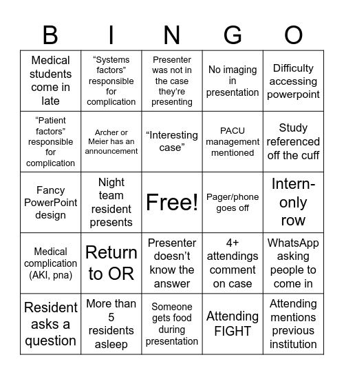 M&M Bingo Card