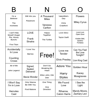 Valentine Bingo Card